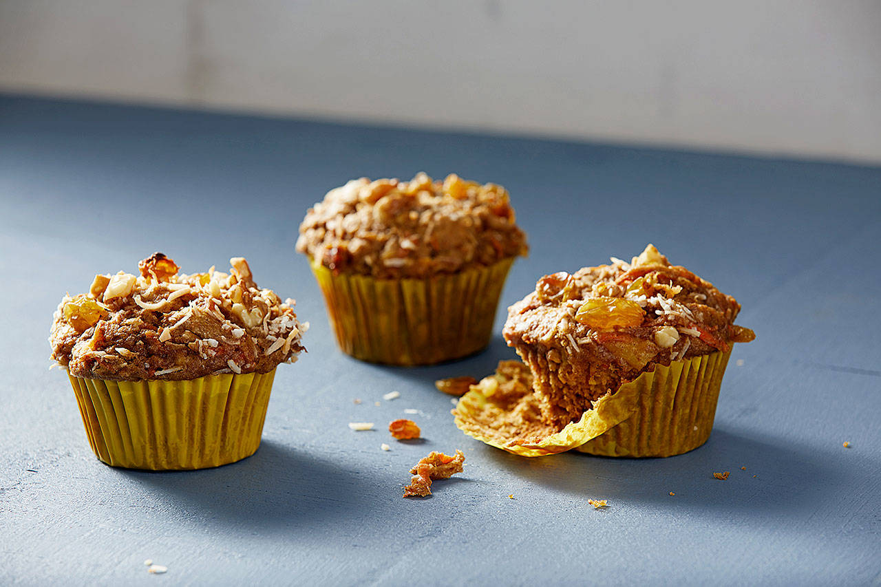 A bite into a Morning Glory muffin will get you close to muffin heaven. (Photo for The Washington Post by Tom McCorkle; food styling for The Washington Post by Lisa Cherkasky.)