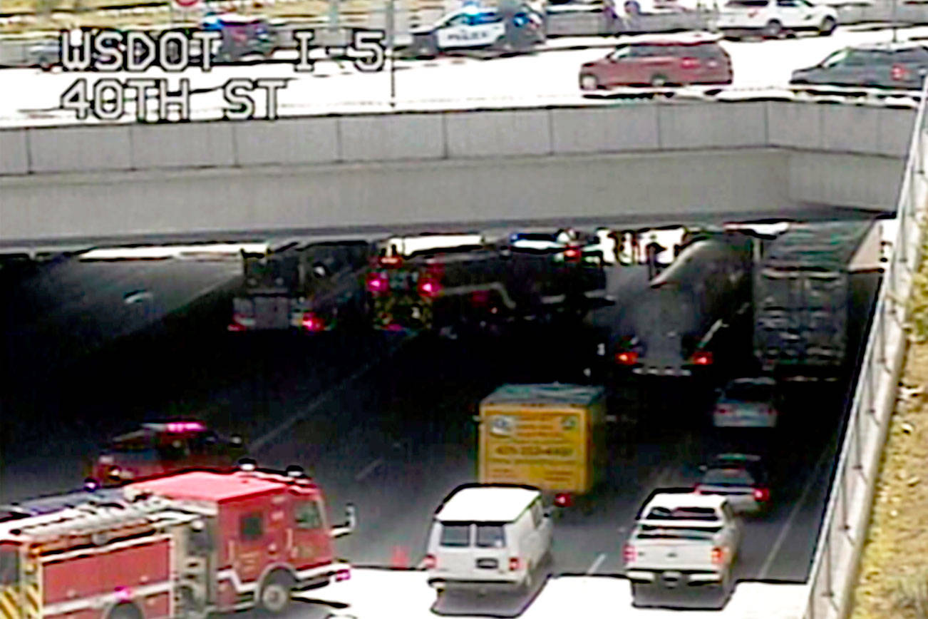 Man jumps off 41st Street bridge onto southbound I5