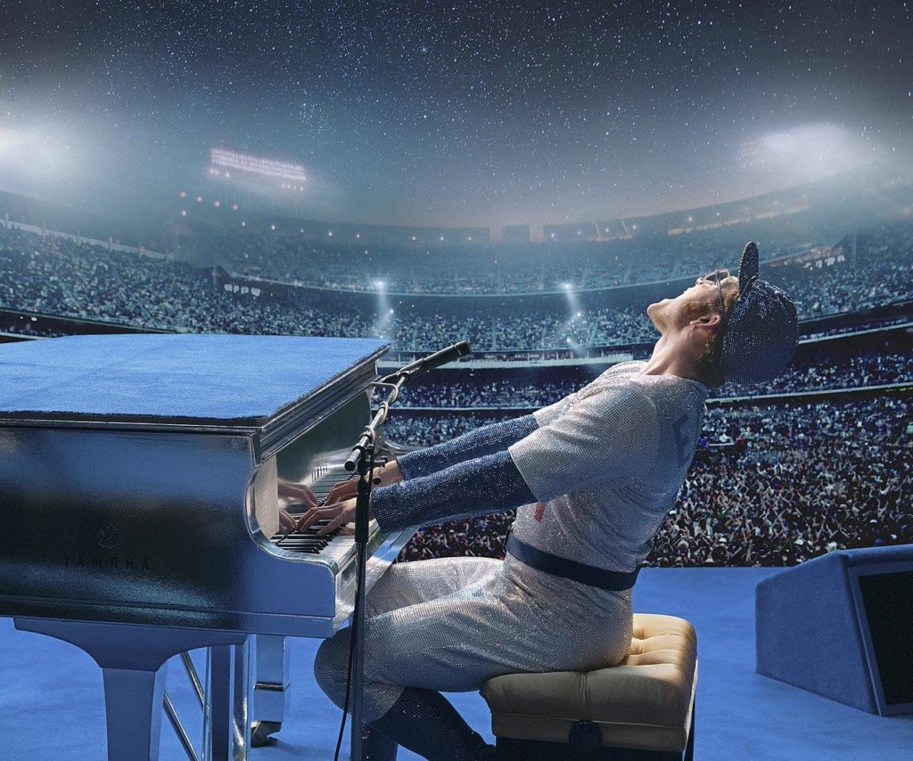Taron Egerton as Elton John in “Rocketman,” coming May 31. (Paramount Pictures)
