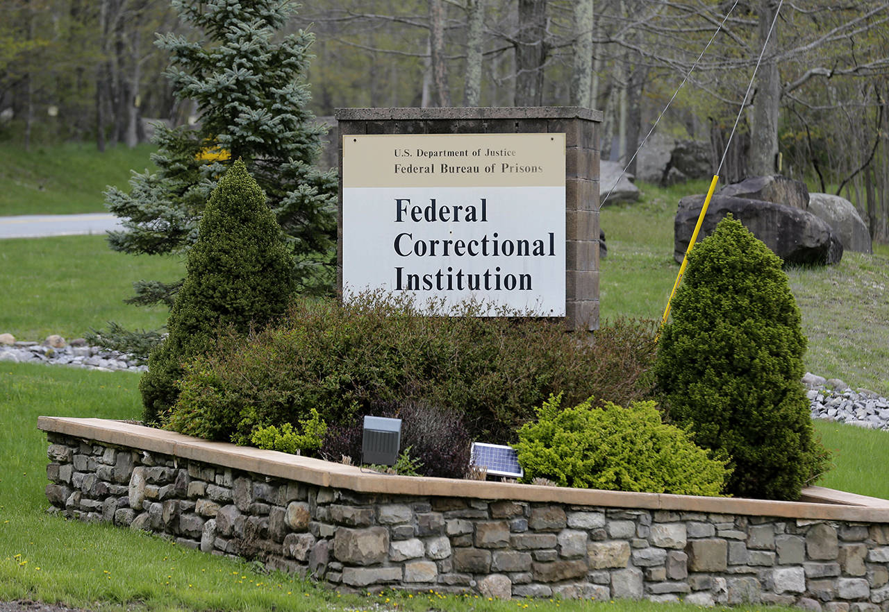 A sign marks the entrance to the Federal Correctional Institution, Otisville in Mount Hope, New York, where President Donald Trump’s former lawyer and fixer, Michael Cohen, is due to report on May 6 to begin serving a three year sentence for tax evasion, lying to Congress and campaign finance crimes. (AP Photo/Seth Wenig)