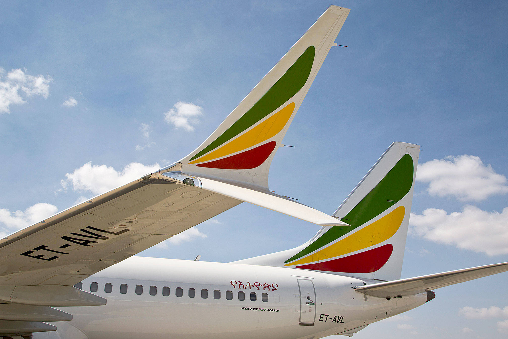An Ethiopian Airlines Boeing 737 Max 8 at Bole International Airport in Addis Ababa, Ethiopia, on March 23, after the model was grounded worldwide. (AP Photo/Mulugeta Ayene)