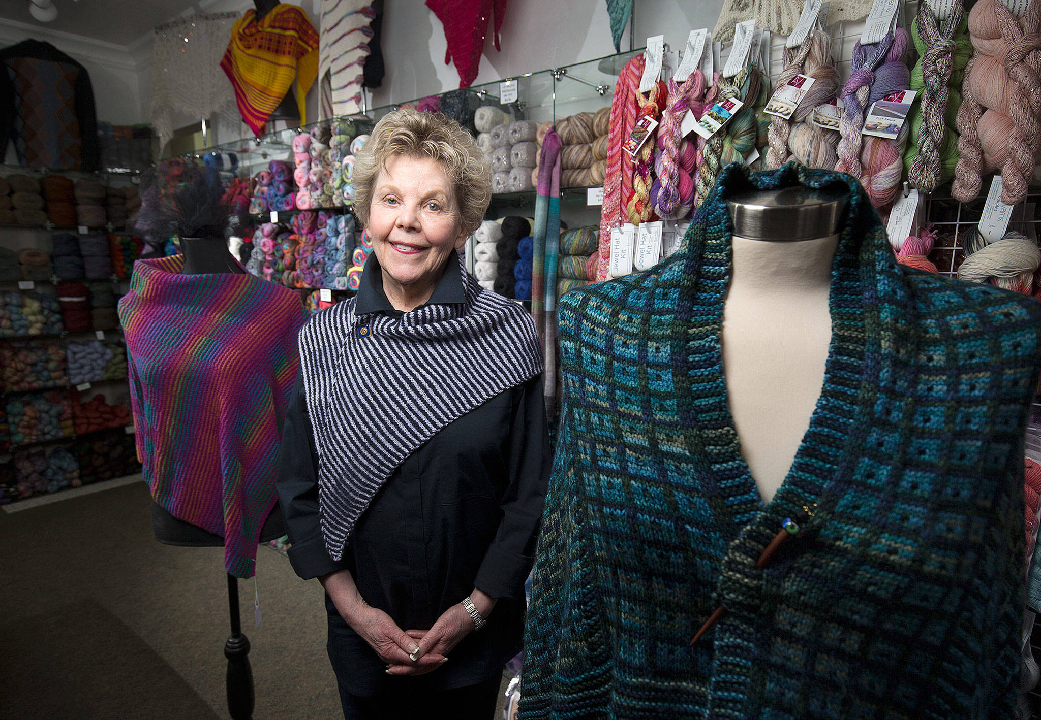Fontelle Jones, owner of Great Yarns in Everett, has been a member of the Local Yarn Shop Tour since its inception. (Andy Bronson / The Herald)
