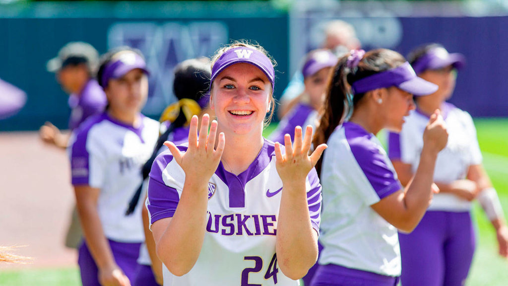 University of Washington catcher and Meadowdale alum Emma Helm. (University of Washington)
