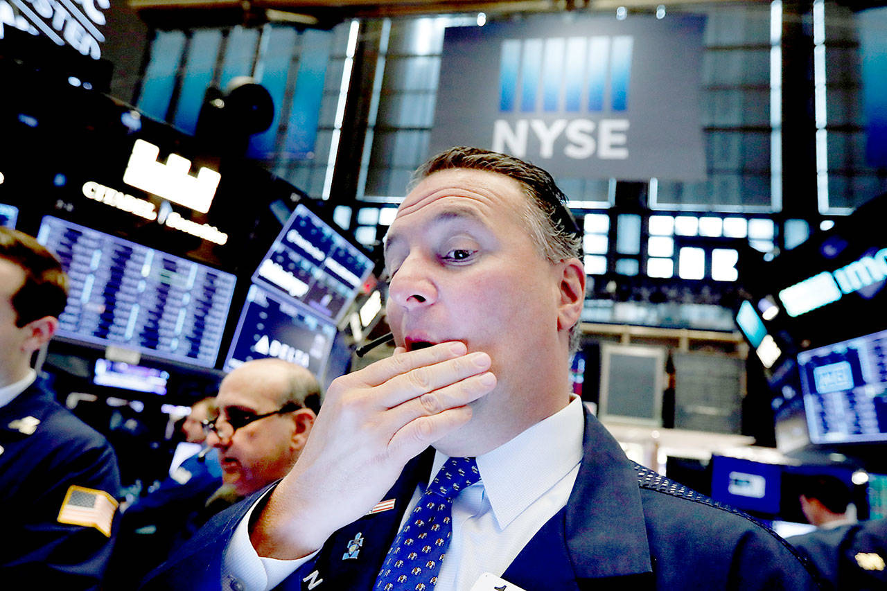 Trader Jonathan Corpina works on the floor of the New York Stock Exchange last week. (AP Photo/Richard Drew, File)