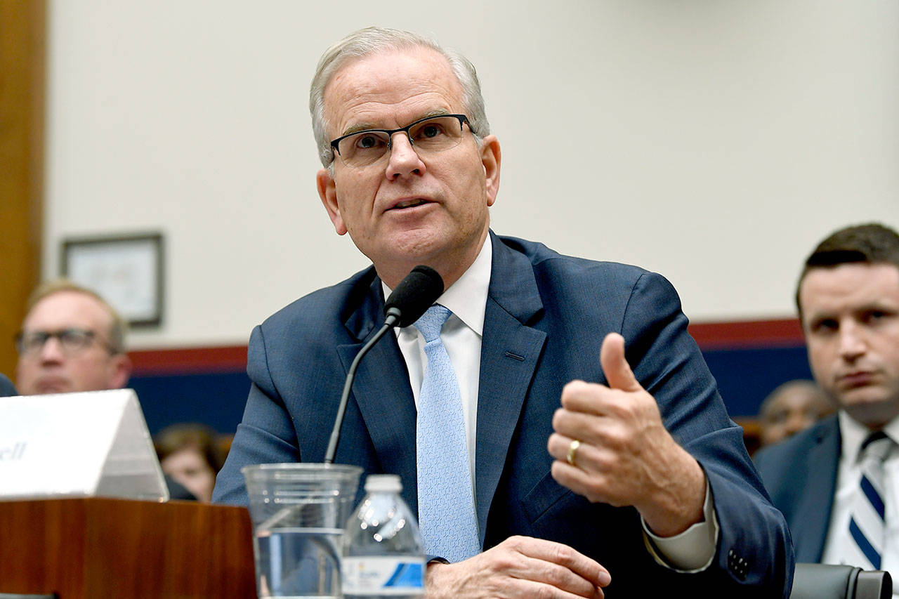 Daniel Elwell, acting administrator of the Federal Aviation Administration, testifies during a House Transportation subcommittee hearing on Capitol Hill in Washington on Wednesday. (AP Photo/Susan Walsh)
