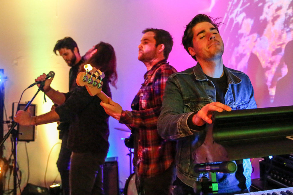 King Mammoth performs at Black Lab Gallery on Thursday, the opening day of Fisherman’s Village Music Festival in Everett. (Kevin Clark / The Herald)

