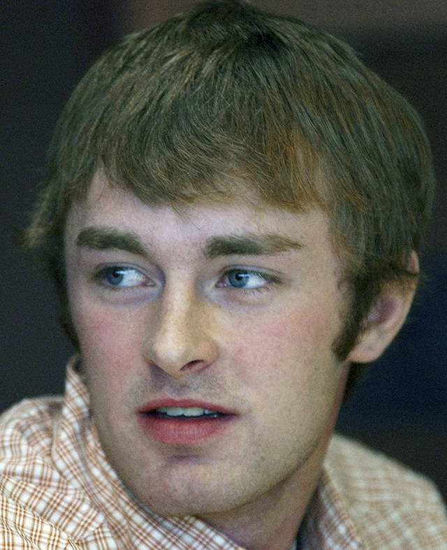 In this 2003 photo, Jess Roskelley, then 20, answers questions during a news conference in Seattle. (AP Photo/Elaine Thompson, File)