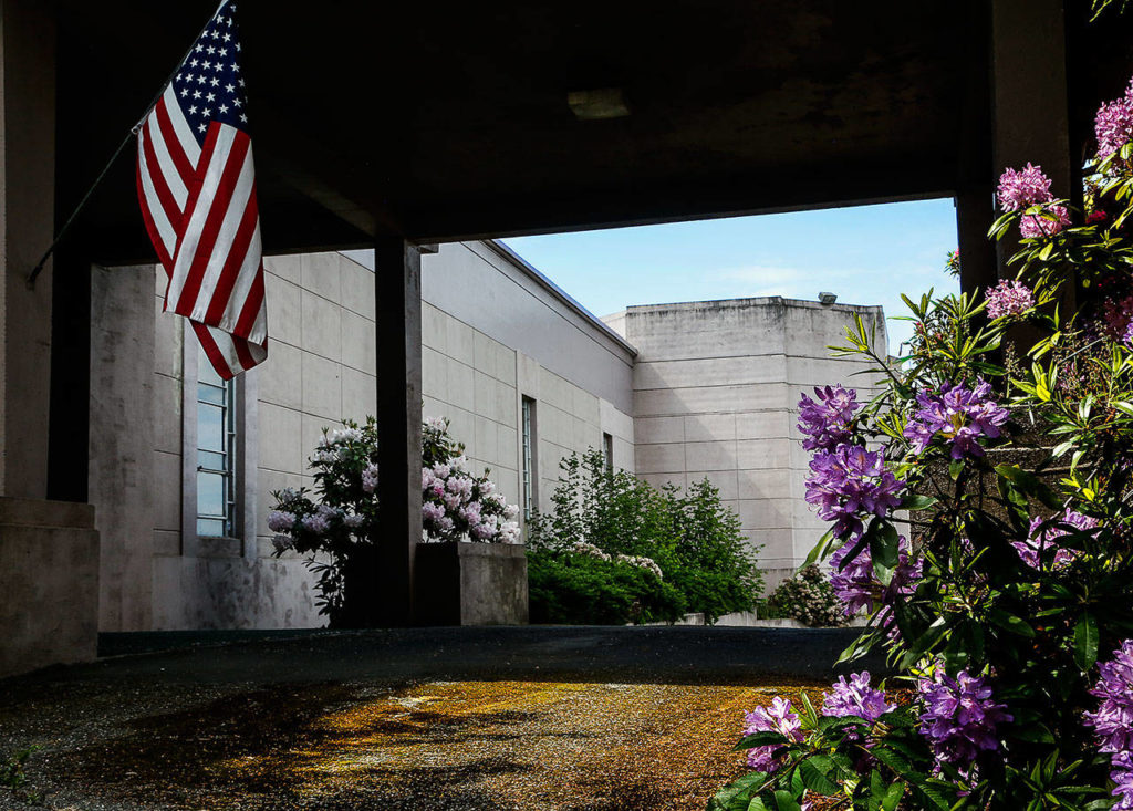 The exterior of View Crest Abbey Mausoleum gives little idea of its stunning interior. (Dan Bates / The Herald)
