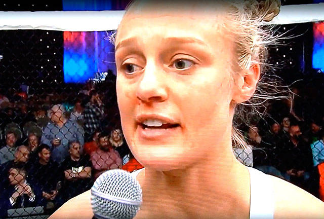 Miranda Granger is interviewed after her win at the Cage Fury Fighting Championships in Atlantic City, New Jersey, on Friday, Dec. 14, 2018. (CFFC video)