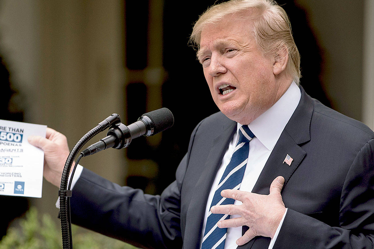 Trump demands end to Russia probes, walks out of Dem meeting