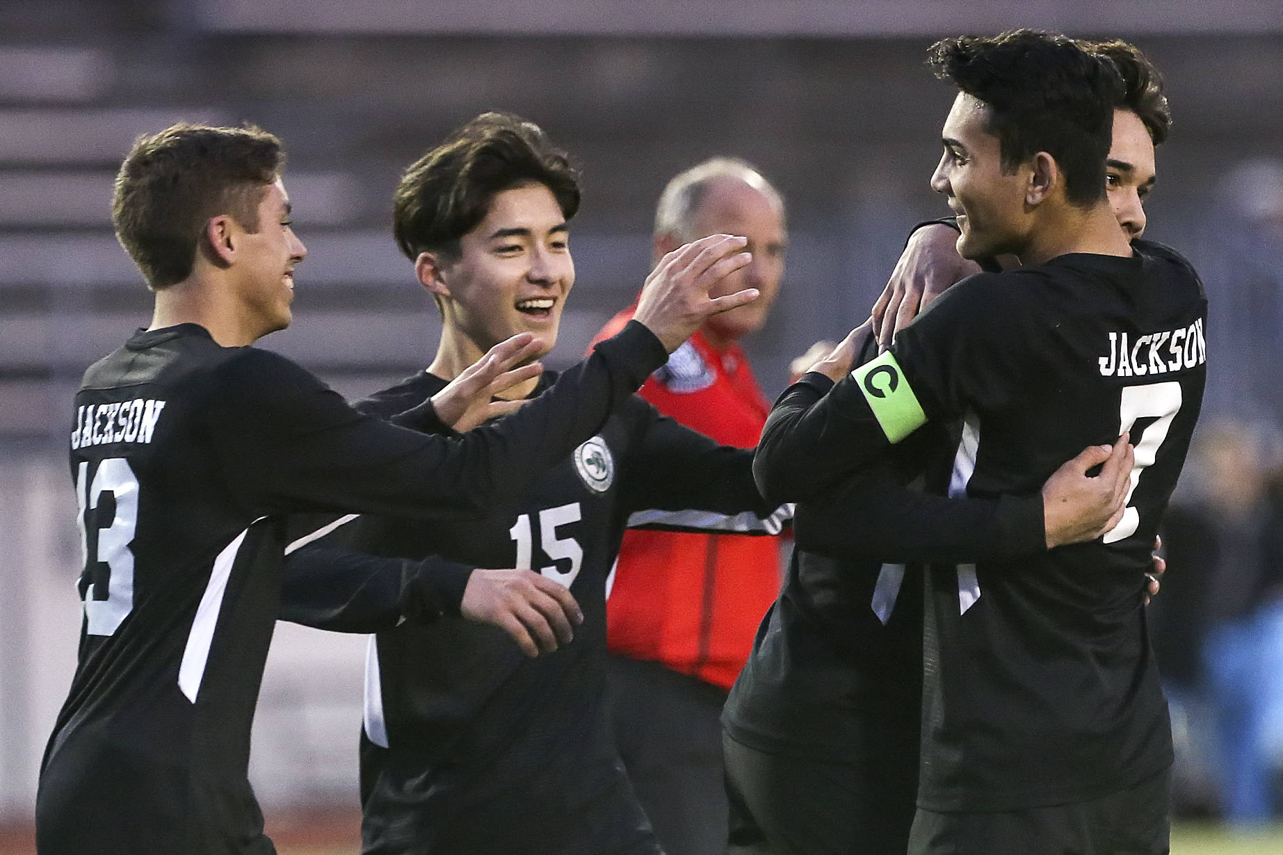 The Jackson boys soccer team will make its first-ever state semifinal appearance Friday night when it faces Puyallup for a spot in Saturday’s Class 4A state championship match. (Kevin Clark / The Herald)