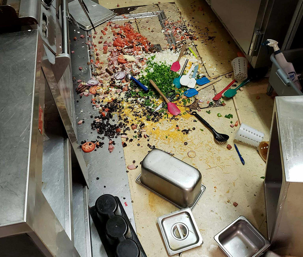 Food was scattered across the floor of the cafe, and many items were stolen. (Main Street Cafe)

