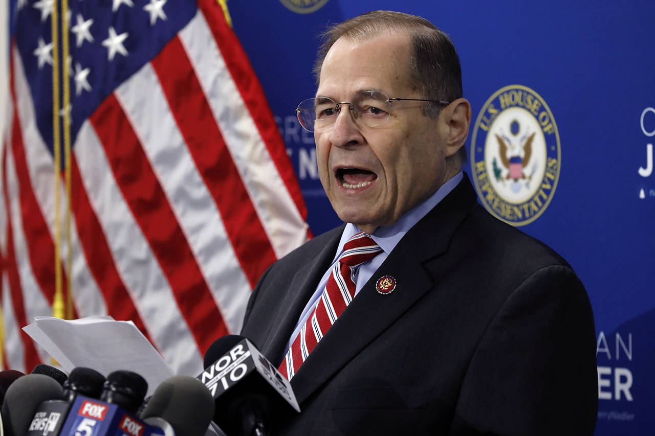 U.S. Rep. Jerrold Nadler, D-NY, Chairman of the House Judiciary Committee, speaks during a news conference, in New York on Wednesday. (AP Photo/Richard Drew)