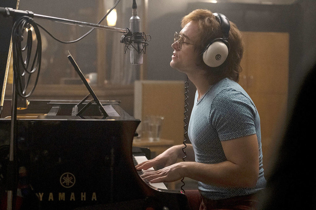“Rocketman” wisely interperses Elton John’s music throughout the film like a proper musical. (Paramount Pictures)
