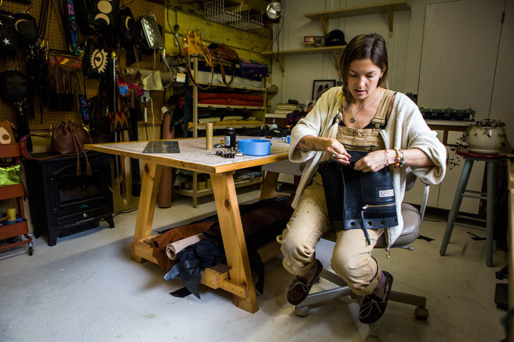 Madeline Chadwick in her home studio. (Olivia Vanni / The Herald) 
