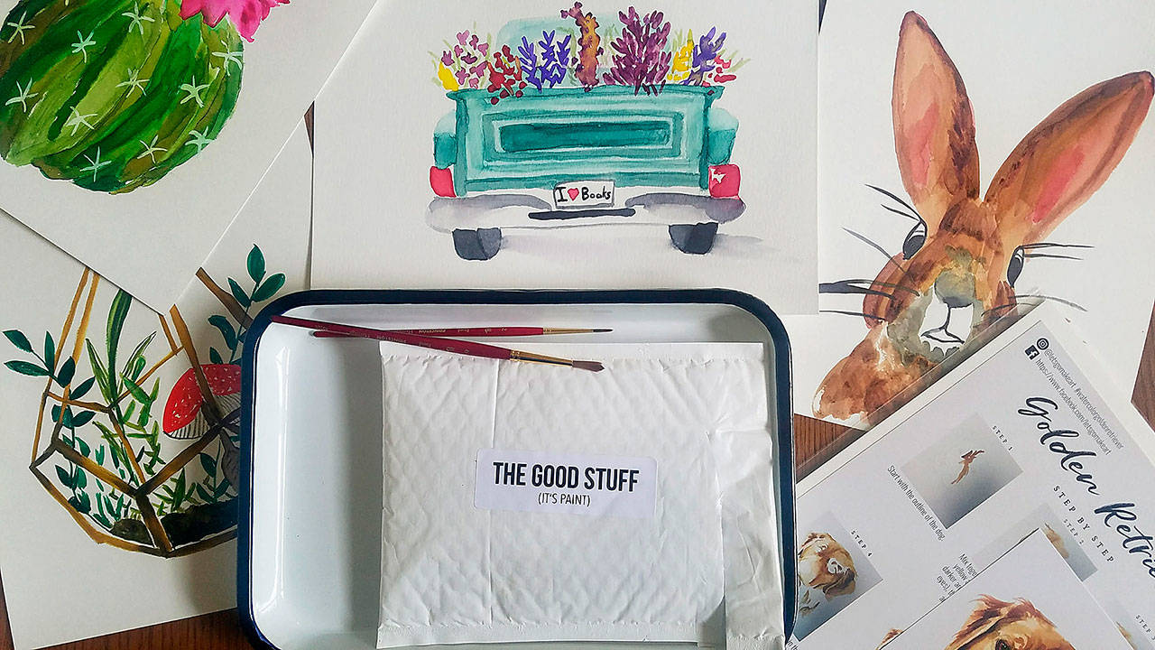 A monthly subscription box provides mommy and me art lessons at home. (Jennifer Bardsley)