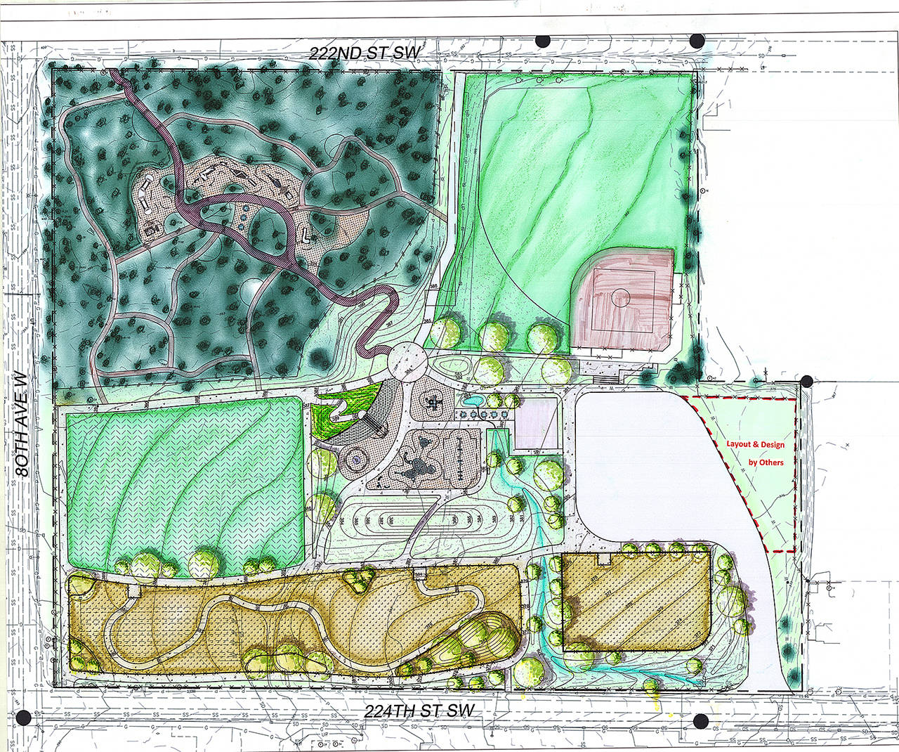 Construction at Esperance park in Edmonds is set to begin in two weeks. Additions include an off-leash dog area, a wheelchair-accessible path around the property, a new playground and a zipline through the trees. (Snohomish County Parks & Recreation Department)