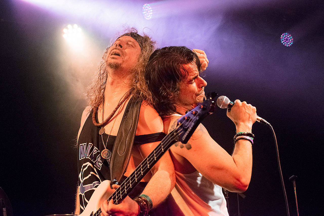 Dan Nunn and Steve McKeever and the rest of the Pearl Jam tribute band Washed In Black will headline SLAM at Tony V’s Garage in Everett this weekend. (Dave Hamilton)