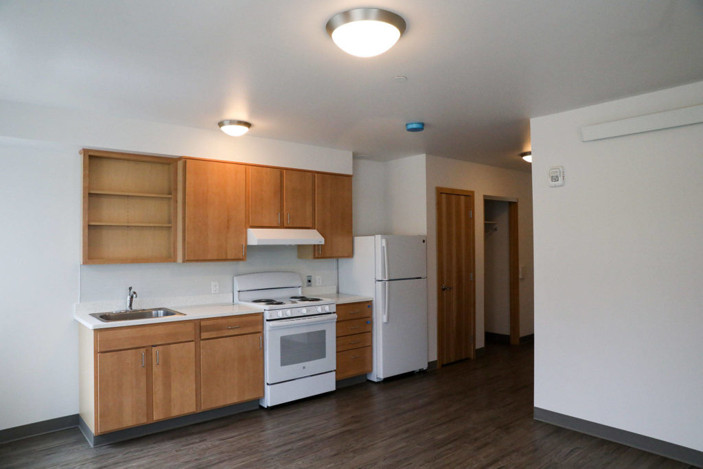 Clare’s Place will have 10 one-bedroom apartments and 55 studio units, each with its own bathroom and kitchen. (Lizz Giordano / The Herald)
