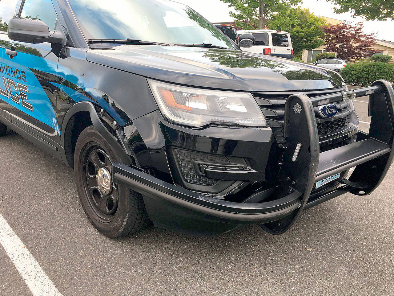 A Lynnwood man allegedly backed into an Edmonds Police officer’s patrol SUV during an attempted traffic stop Wednesday morning. (Edmonds Police Department)