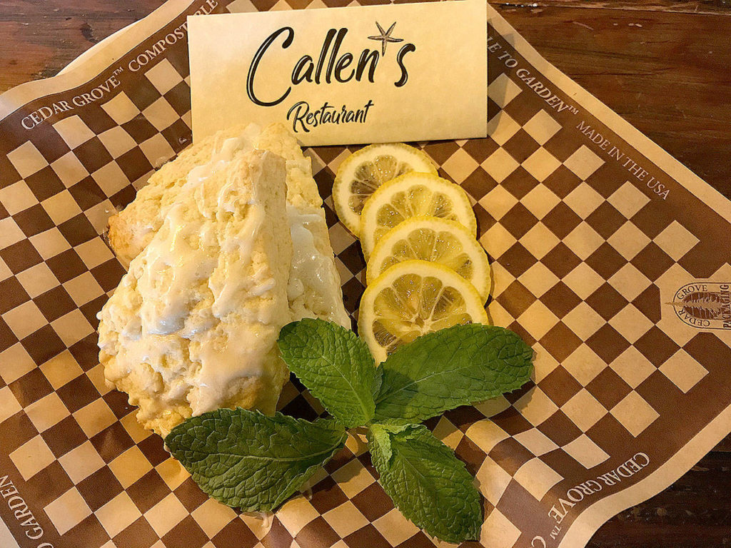 Callen’s Restaurant’s lemon scones are a delicious reason to stop at the restaurant near the Coupeville ferry. Or try making them at home. (Contributed photo)
