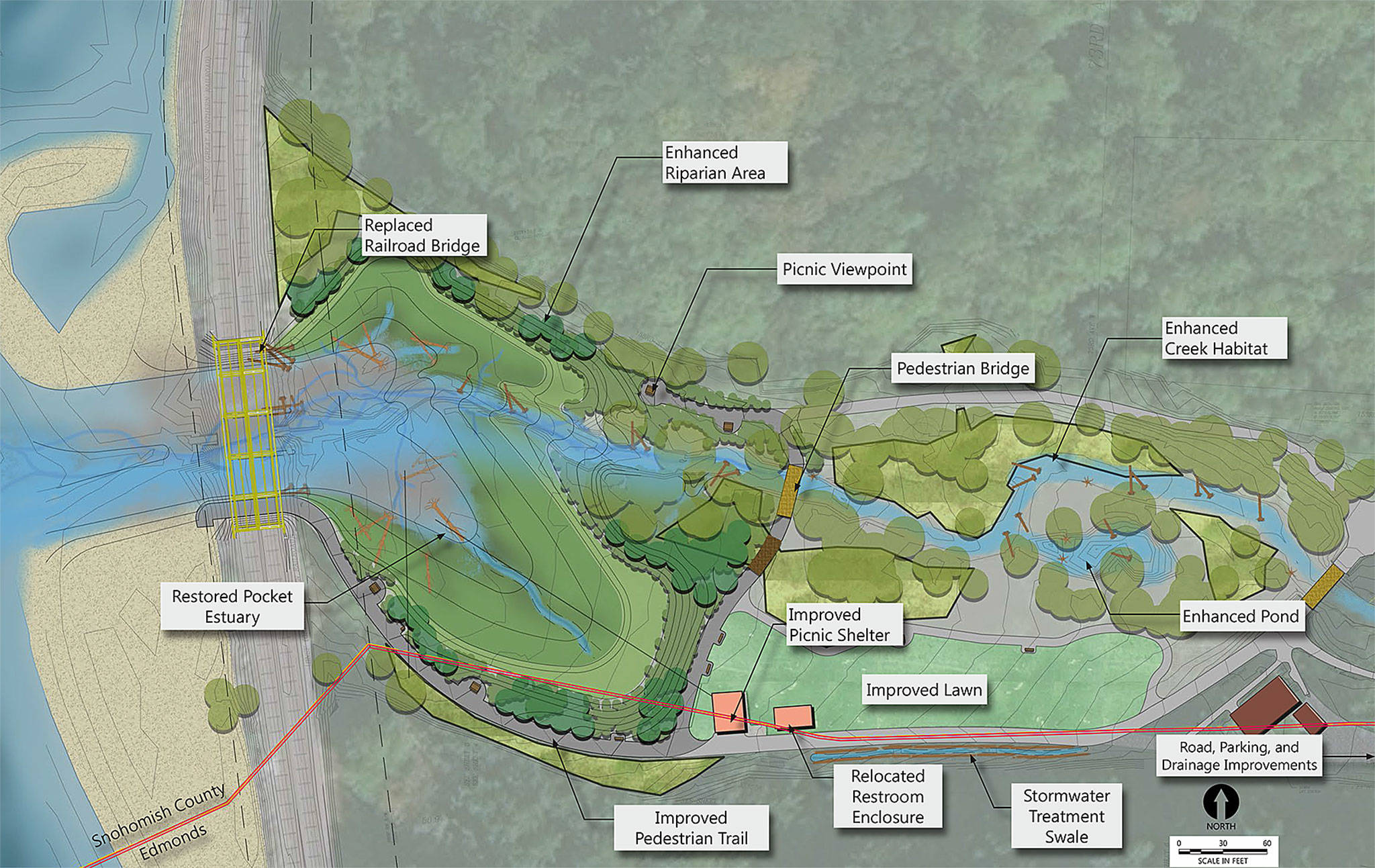 Preliminary plans for the Meadowdale Beach and Estuary Restoration Project. (Snohomish County)