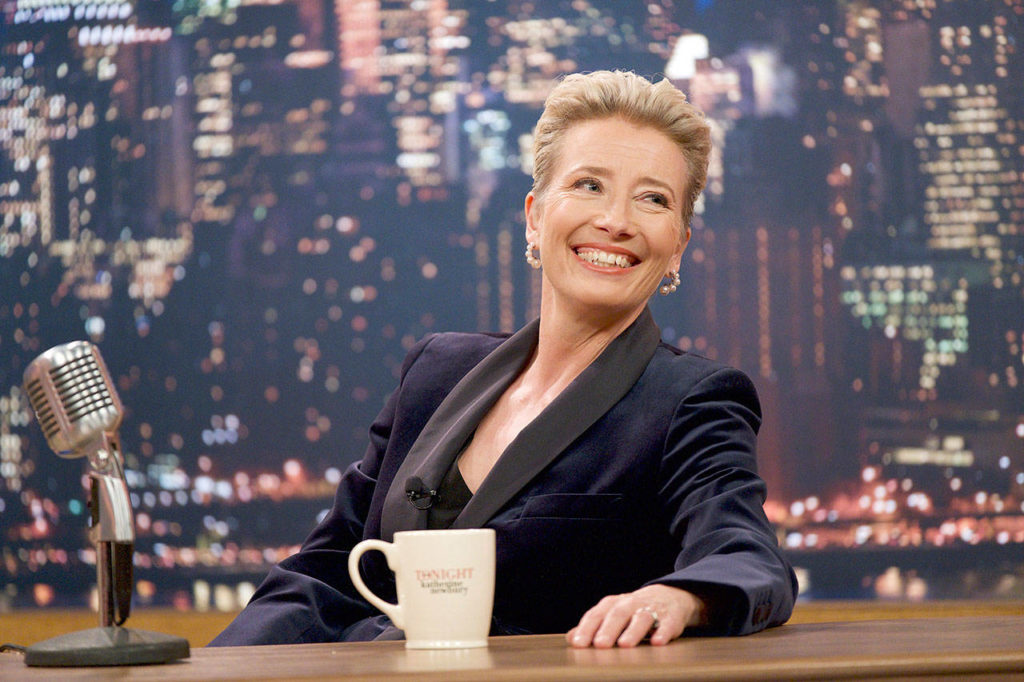 Emma Thompson plays the acerbic host of a TV talk whose ratings are in the toilet in “Late Night.” (Amazon Studios)

