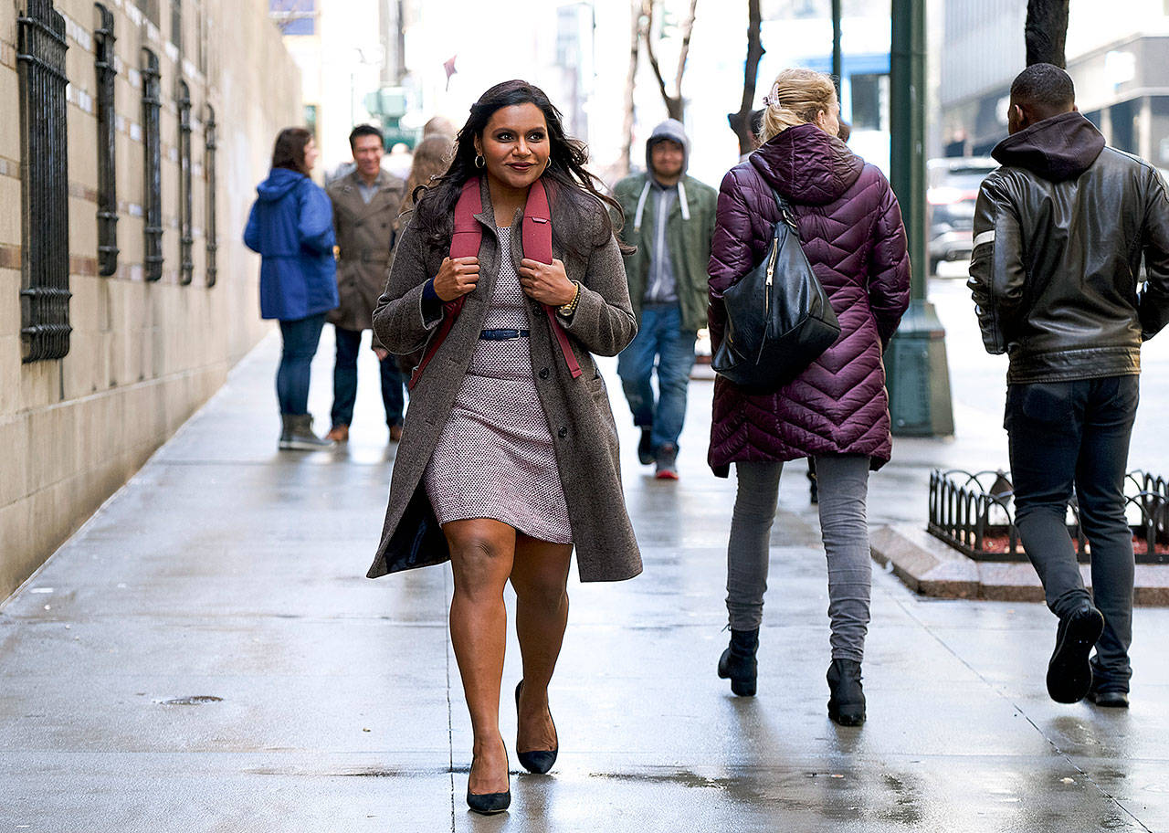 Mindy Kaling plays a writer tasked with boosting a dying talk show’s ratings in “Late Night,” which she also wrote. (Amazon Studios)