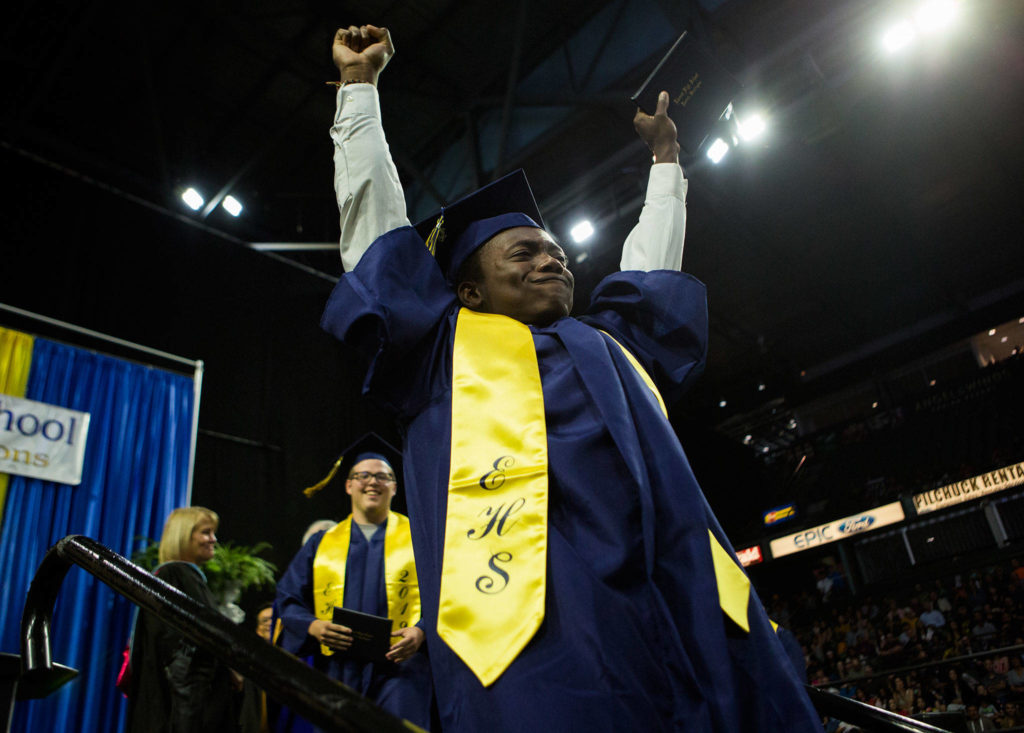 Scenes from Everett High School graduation at Angel of the Winds Arena on Saturday, June 15, 2019 in Everett, Wash. (Olivia Vanni / The Herald)
