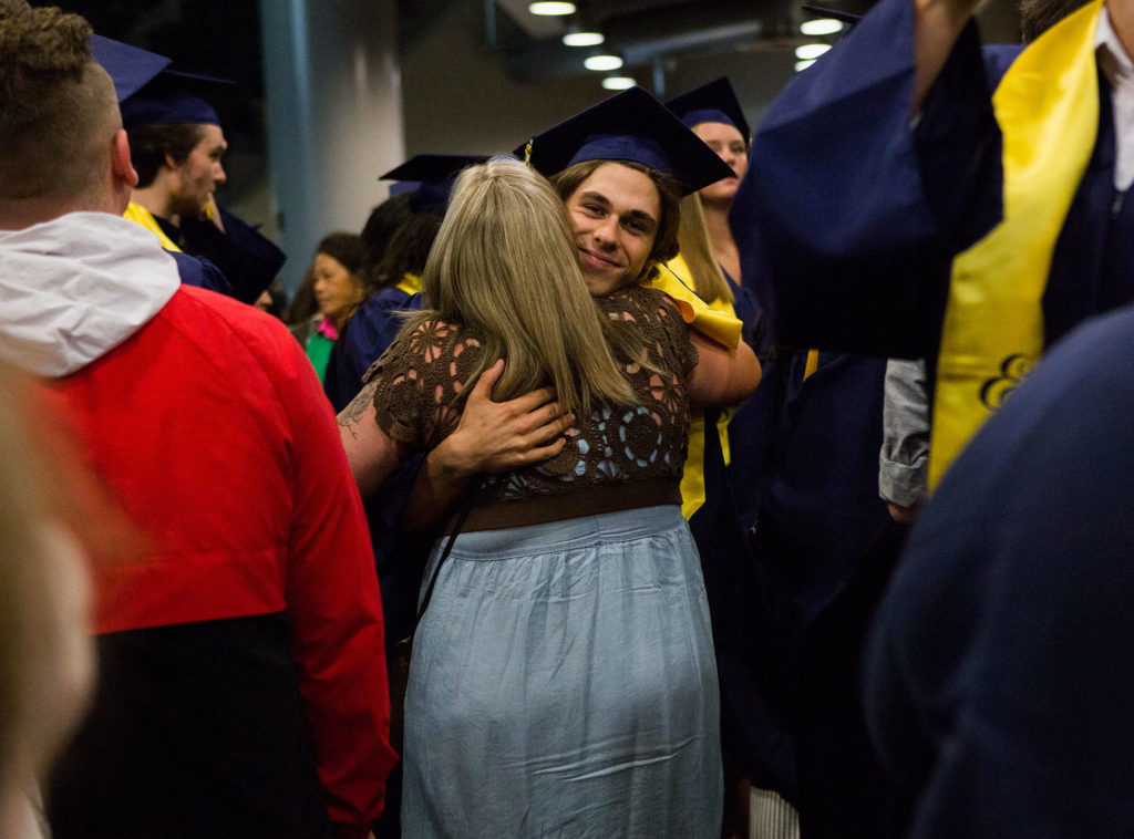 Scenes from Everett High School graduation at Angel of the Winds Arena on Saturday, June 15, 2019 in Everett, Wash. (Olivia Vanni / The Herald)
