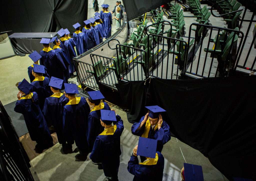 Scenes from Everett High School graduation at Angel of the Winds Arena on Saturday, June 15, 2019 in Everett, Wash. (Olivia Vanni / The Herald)
