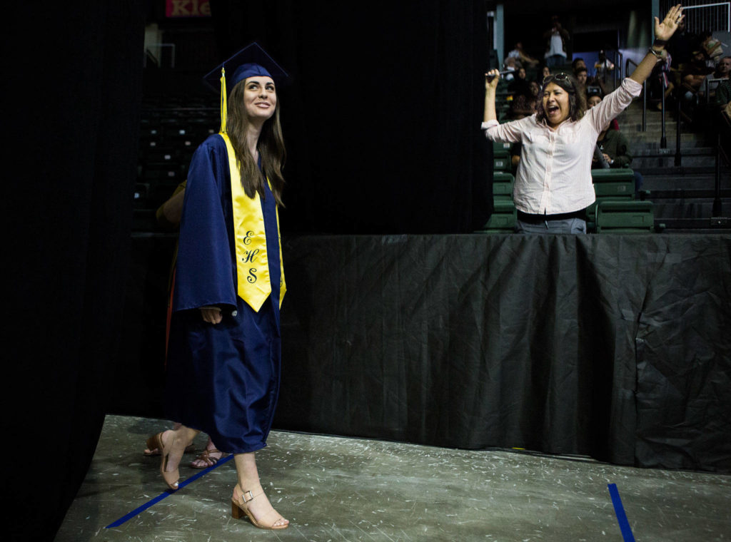 Scenes from Everett High School graduation at Angel of the Winds Arena on Saturday, June 15, 2019 in Everett, Wash. (Olivia Vanni / The Herald)
