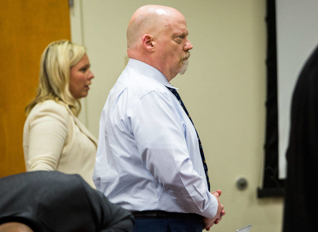 William Talbott II stands before the start the trial at the Snohomish County Courthouse on Tuesday in Everett. (Olivia Vanni / The Herald)
