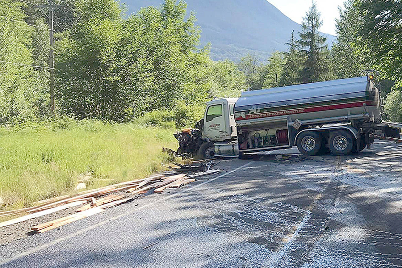 No one injured in Oso crash involving lumber and fuel trucks