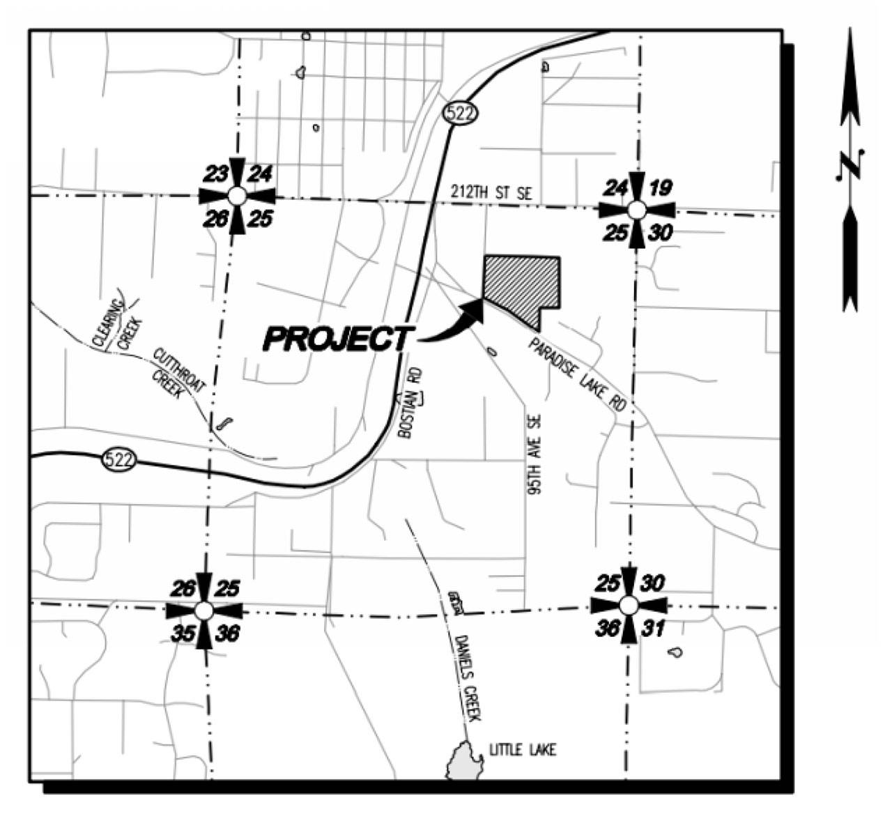Vicinity map of the Paradise Lake Road Garden Apartments. (Snohomish County Planning and Development)