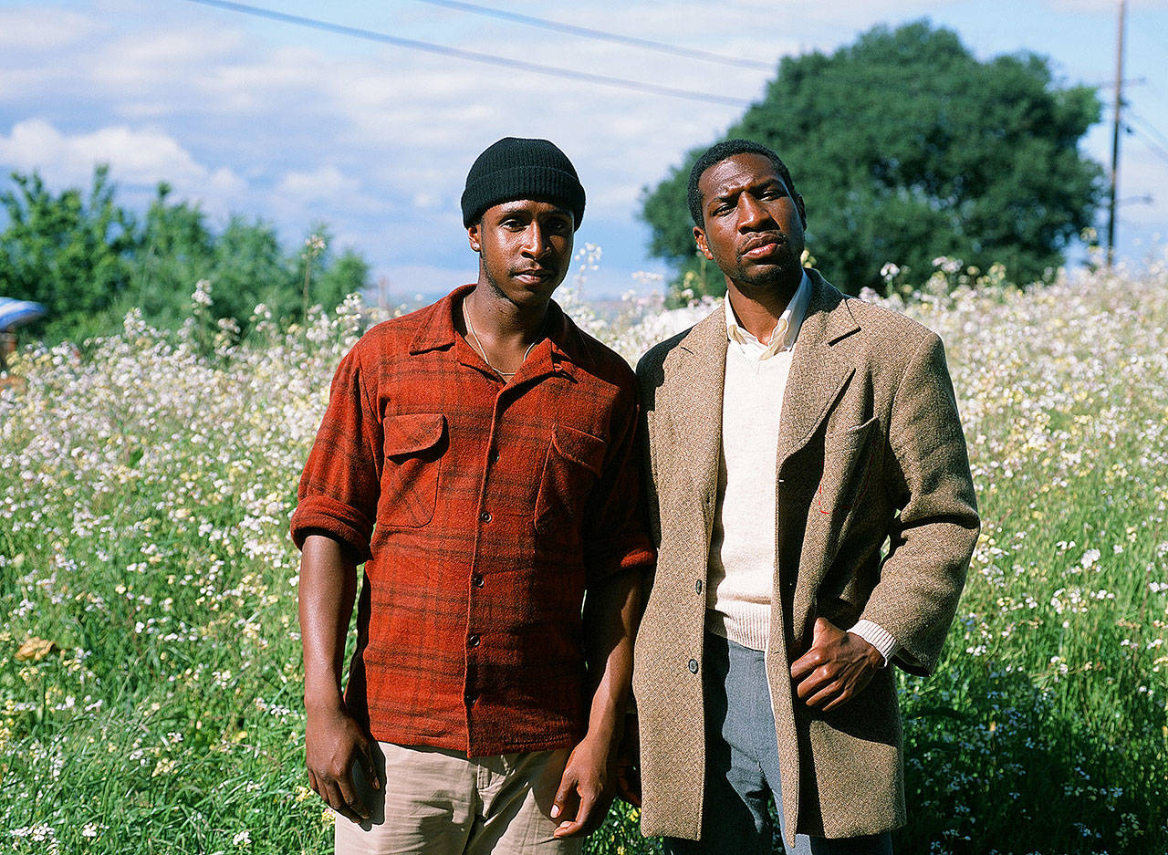 Jimmie Fails (left) and Jonathan Majors occupy an old Victorian home in a gentrified neighborhood in “The Last Black Man in San Francisco.” (A24)