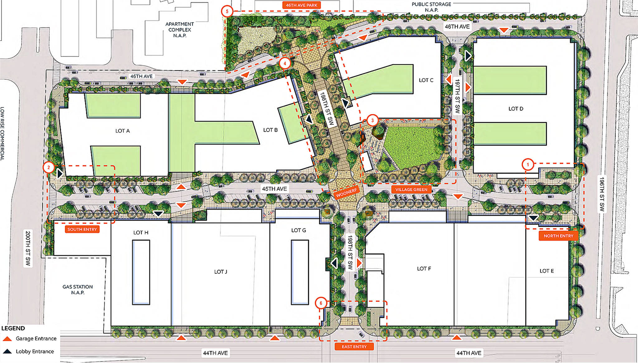 Site plan for Northline Village in Lynnwood City Center. (Merlone Geier Partners)