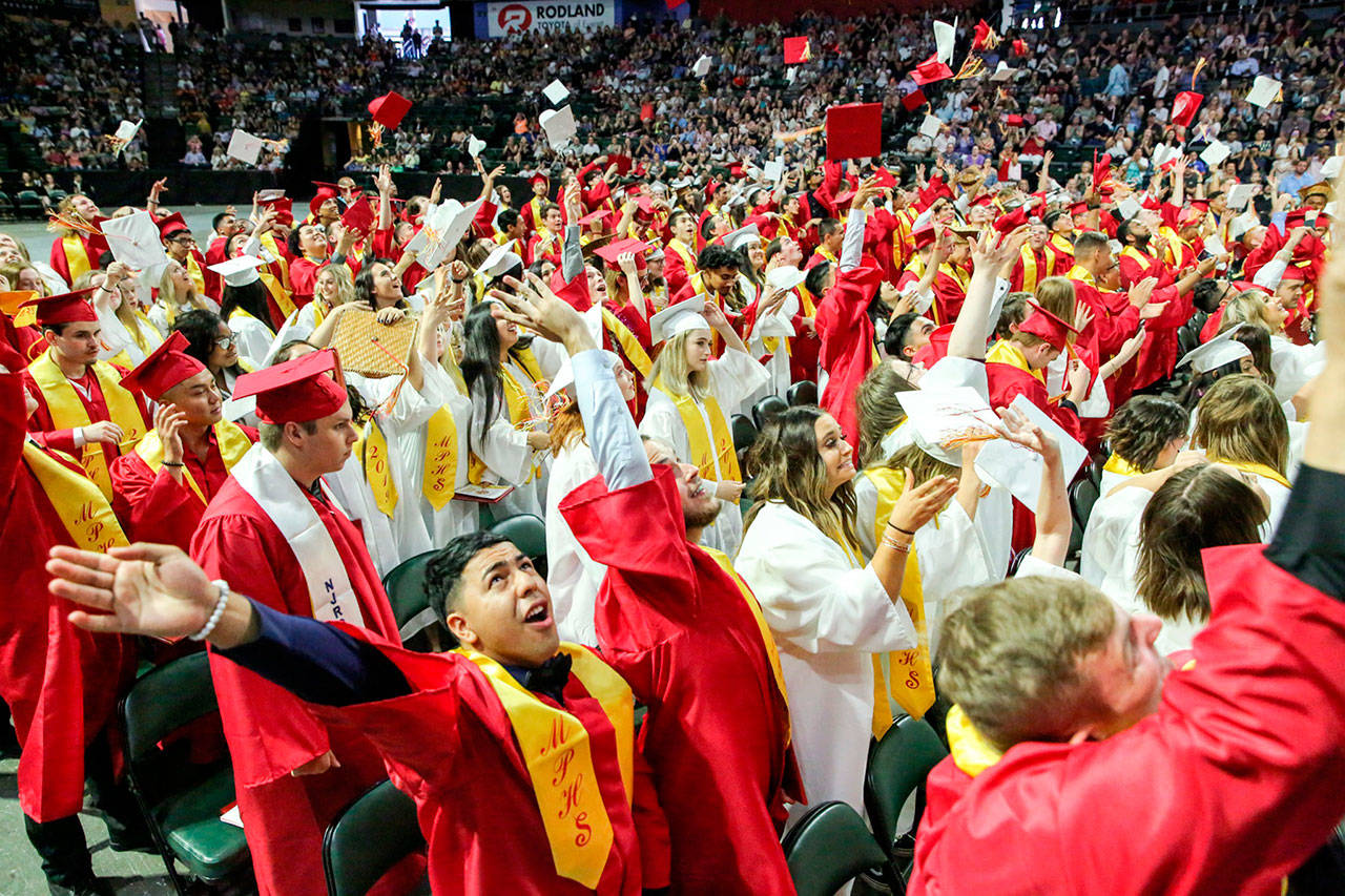 Marysville-Pilchuck High School’s Class of 2019 graduated June 12 at Angel of the Winds Arena in Everett. (Kevin Clark / Herald file photo)