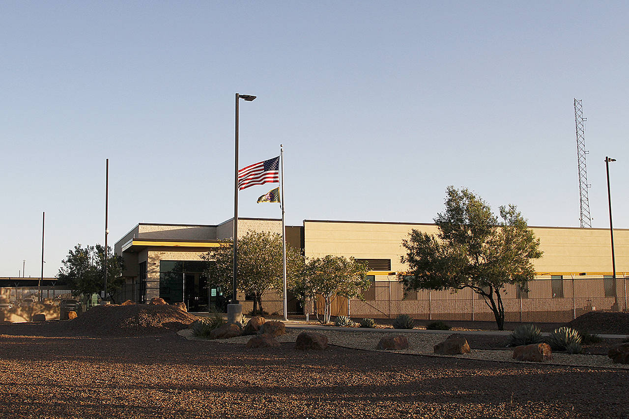 This June 20 image from video shows the entrance of a Border Patrol station in Clint, Texas. (AP Photo/Cedar Attanasio)