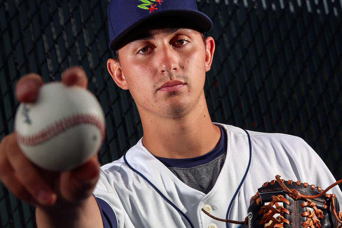 Mariners’ draft pick George Kirby. (Kevin Clark / The Herald)