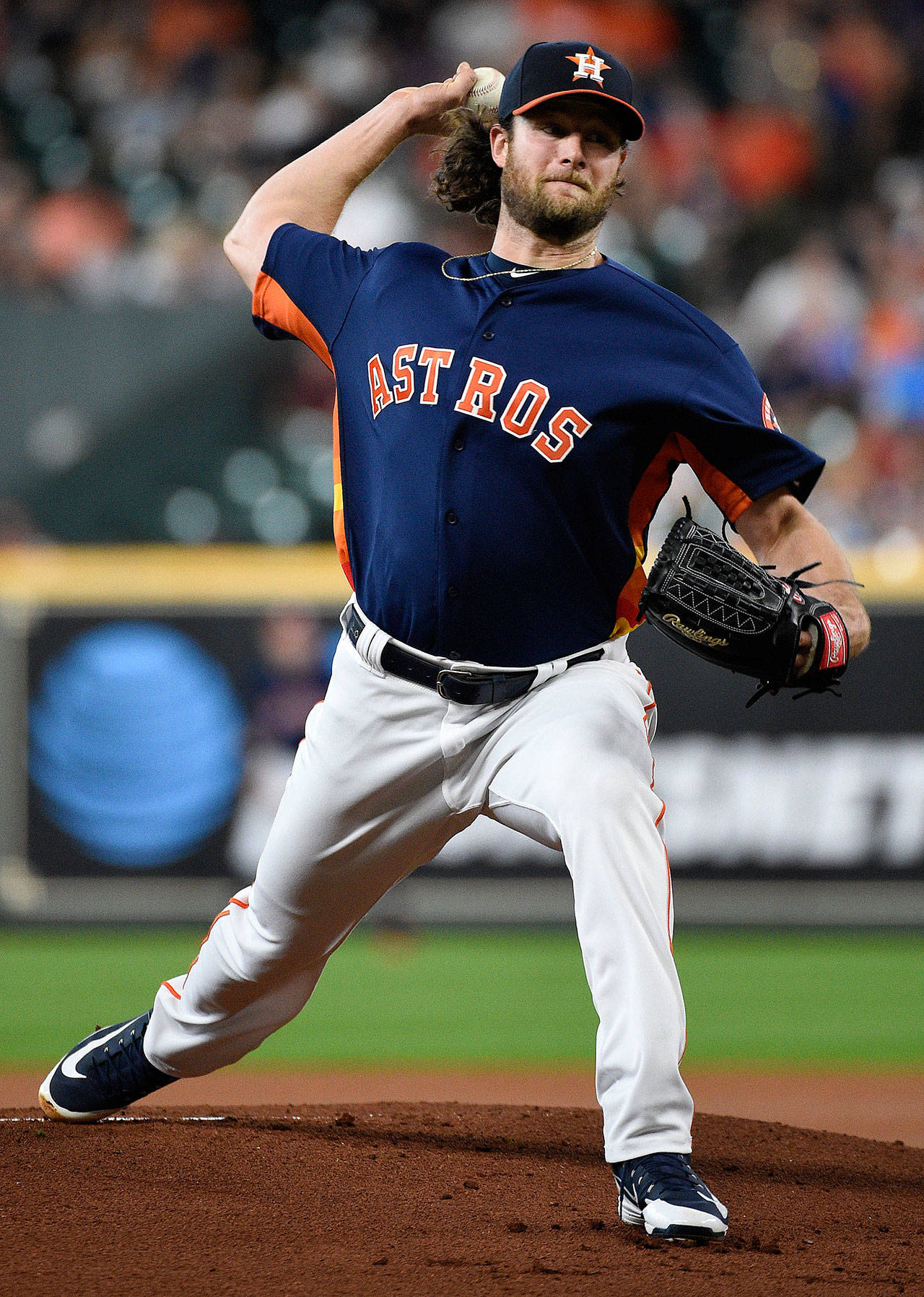 Houston Astros starting pitcher Gerrit Cole allowed just one run and struck out 10 in Sundays 6-1 win over the Seattle Mariners. (AP Photo/Eric Christian Smith)