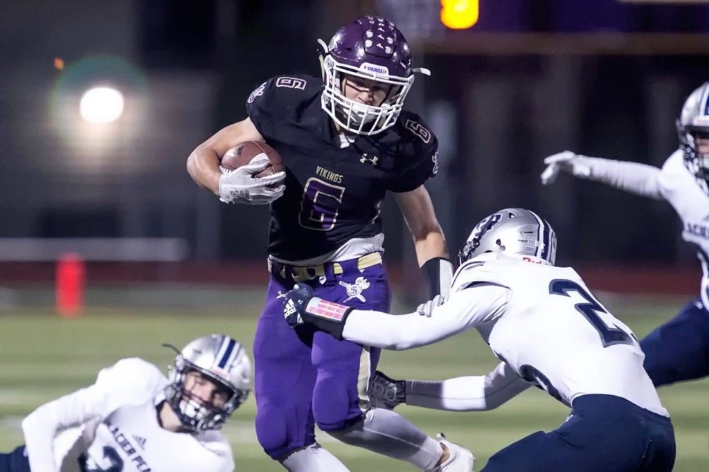 Glacier Peak gave Lake Stevens all it could handle in last year’s Wesco 4A clash, but Dallas Landeros and the Vikings prevailed en route to their sixth consecutive conference title. (Kevin Clark / The Herald)
