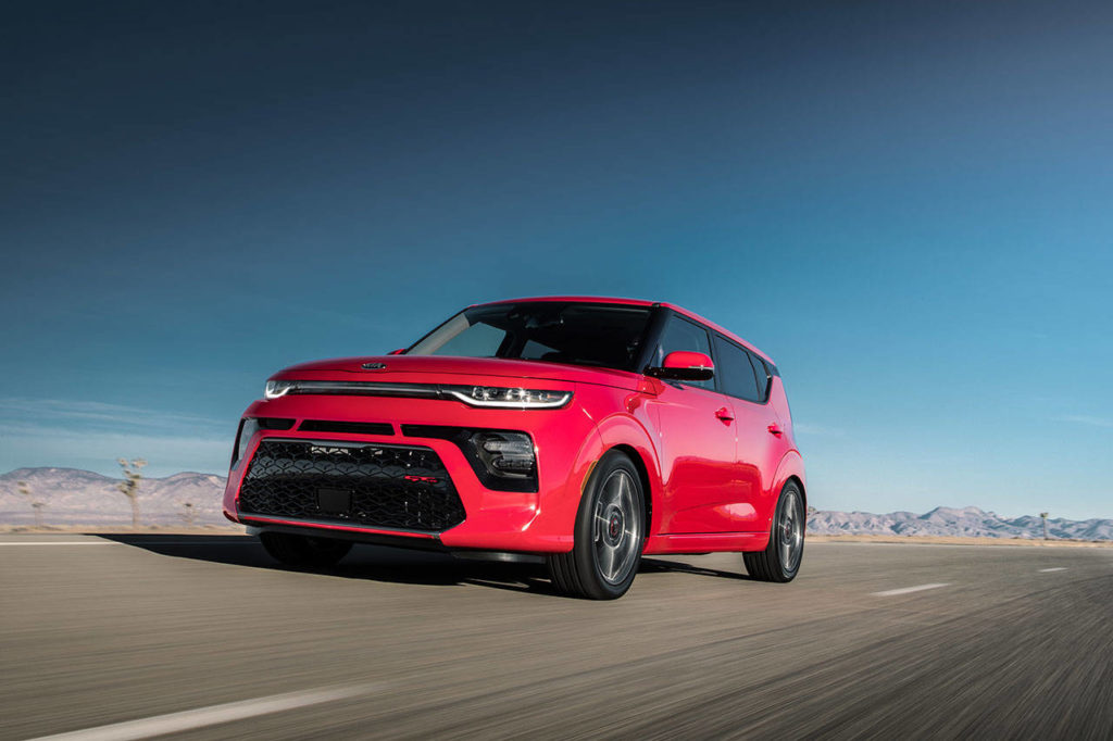Design revisions for the 2020 Kia Soul include a new platform and a bolder face. The new GT-Line model is shown here. (Manufacturer photo)

