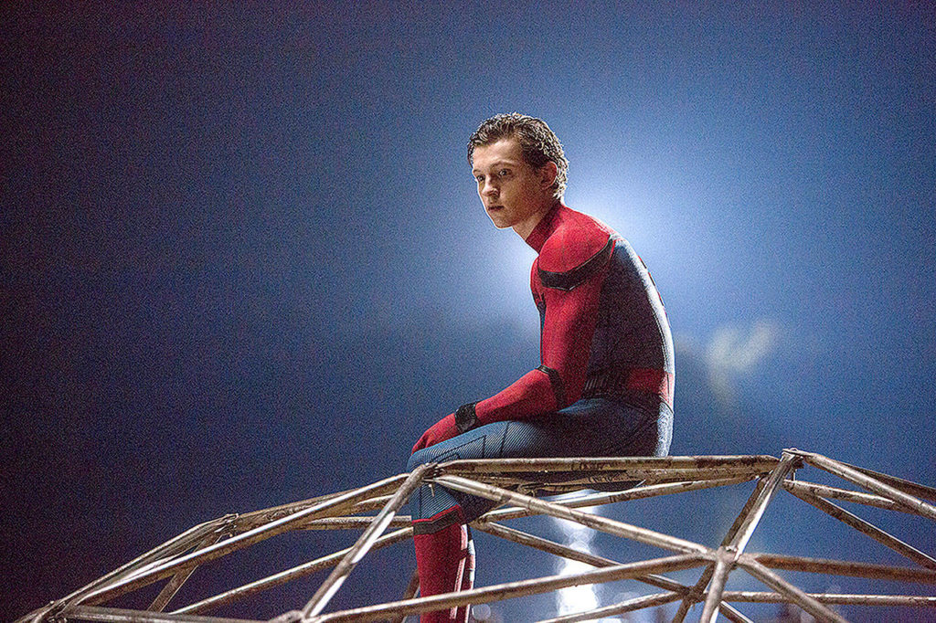 Spider-Man is finally home where he belongs in “Spider-Man: Homecoming”: Marvel Studios. Tom Holland stars in this 2017 film, which ranks at No. 4. (Columbia Pictures)
