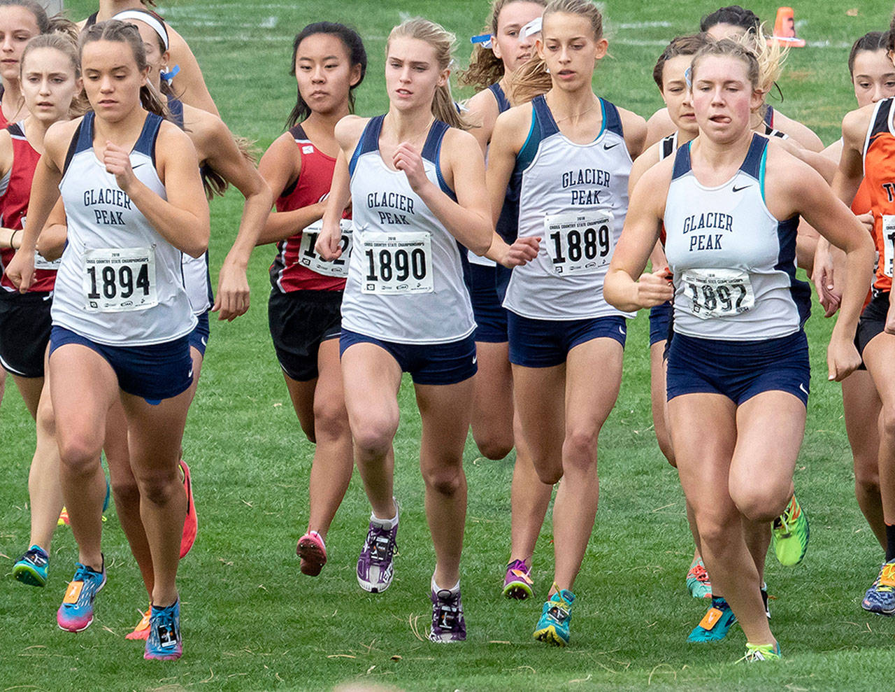 The Glacier Peak girls cross country team claimed its fifth state title in nine years last fall. (TJ Mullinax / for The Herald, file)