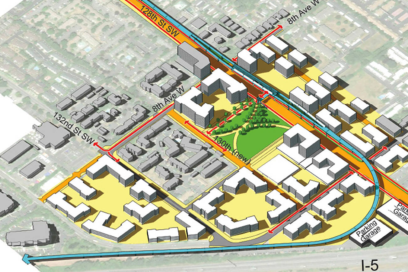 One possible vision of the future Mariner light rail station area. (Snohomish County)