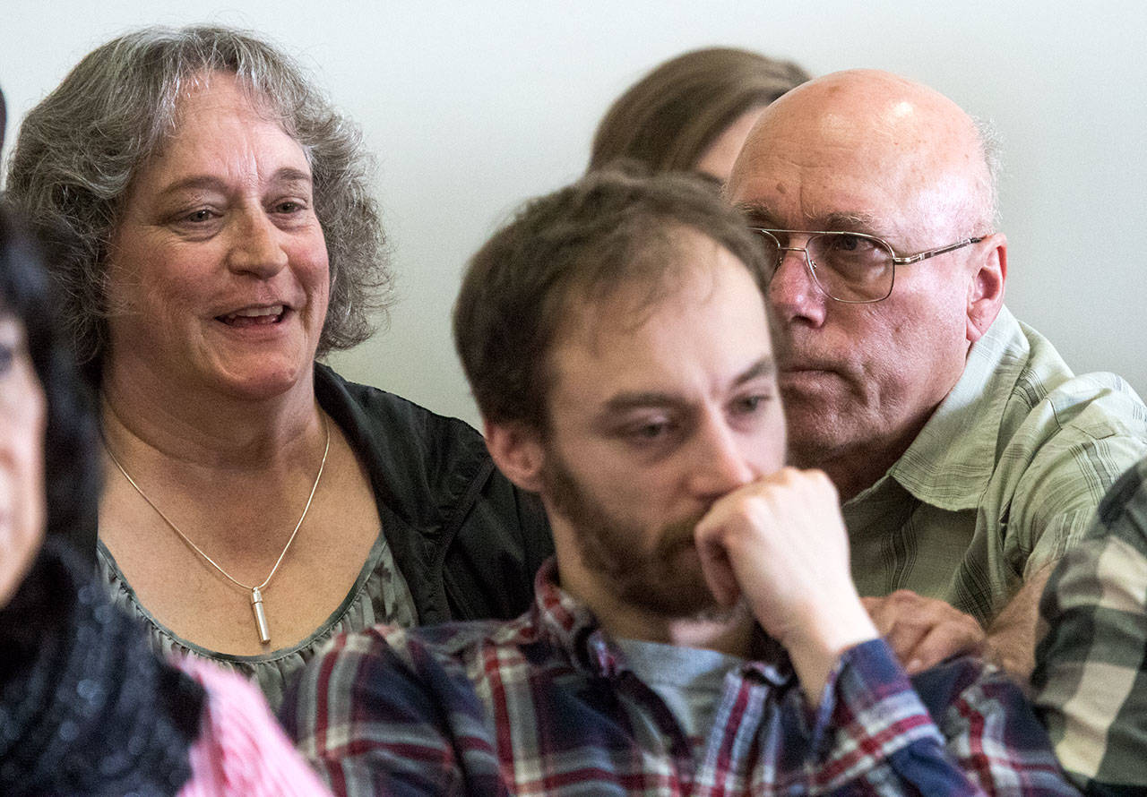 Reactions differ for the Laugle family as Michael Spieker, 28, is sentenced to 8½ years in prison Thursday for causing Staci Laugle’s death while speeding on a two-lane street on a summer night in 2017. (Andy Bronson / The Herald)