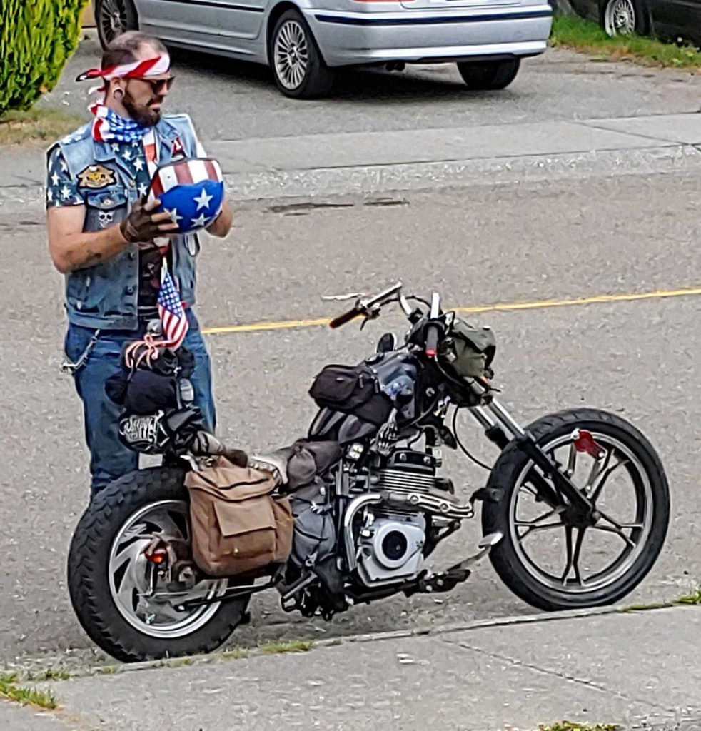 Brandon Elias, 31, shows off his new motorcycle, a Baja Phoenix 250. (Family photo)
