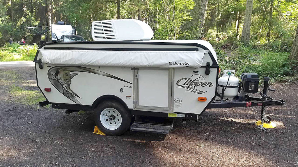 When collapsed, a tent trailer can easily be stored in a garage or side yard. (Jennifer Bardsley)
