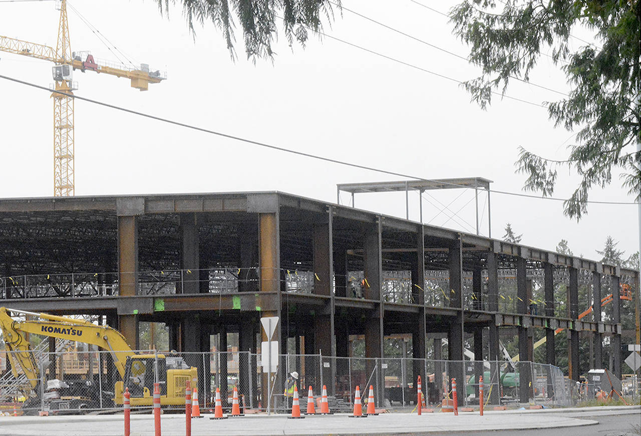 Construction continues on the new Quil Ceda Creek Casino just off I-5. (Steve Powell / Marysville Globe)